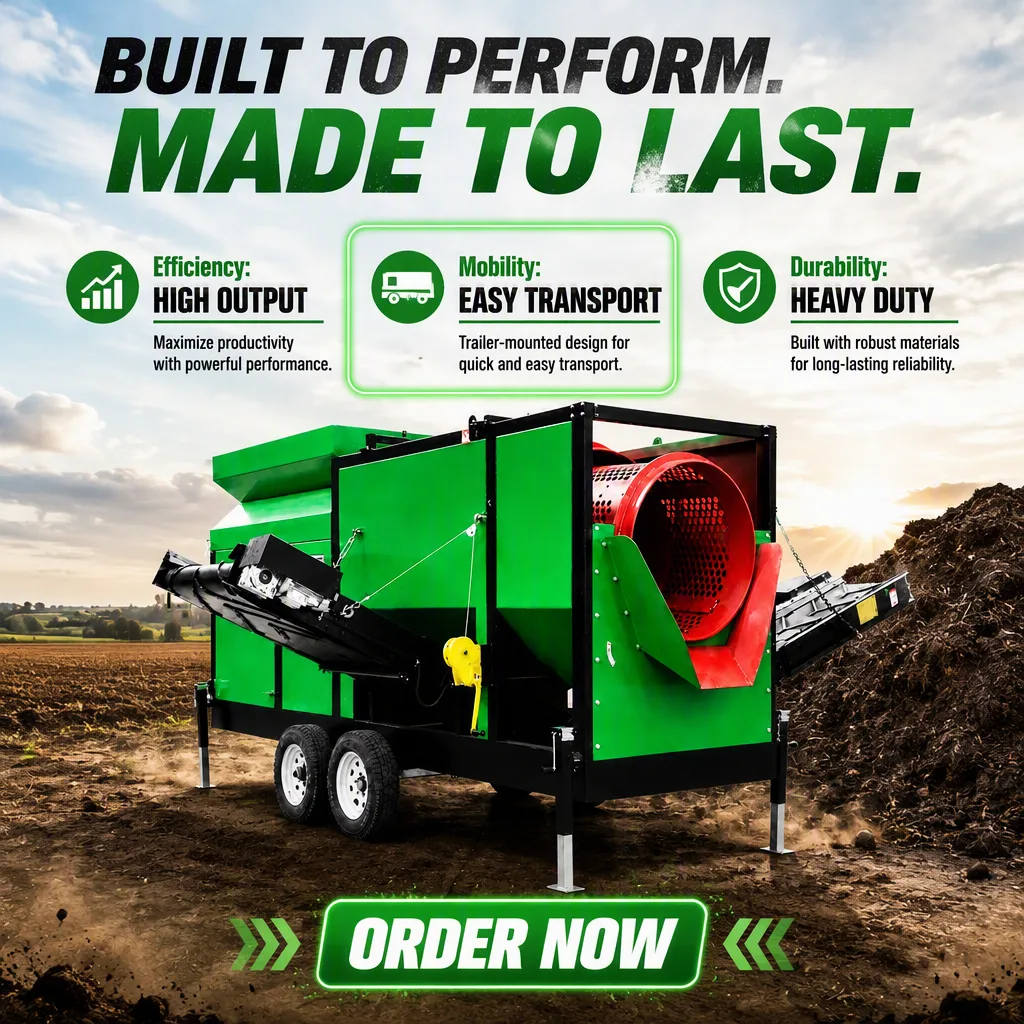 MTS1230 Mobile trommel screen: High-Efficiency Separation for Compost and Soil Operations 1 Mobile Trommel Screen